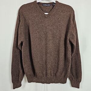 Vintage Northern Isle V-neck Sweater in Chocolate - Size M